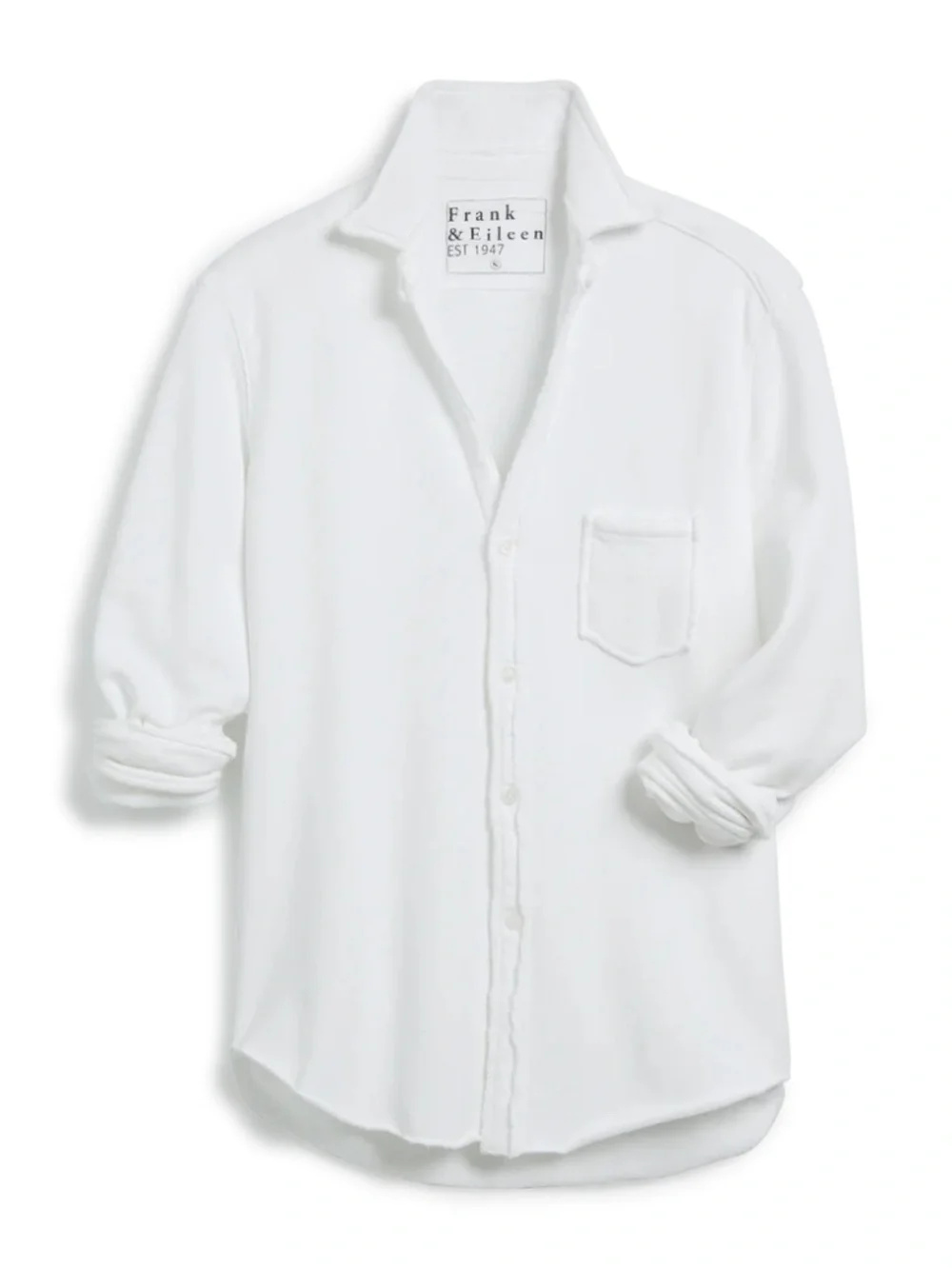 Frank & Eileen Eileen Relaxed Button Up Shirt in White Tripple FLeece Size XS - Picture 4 of 12